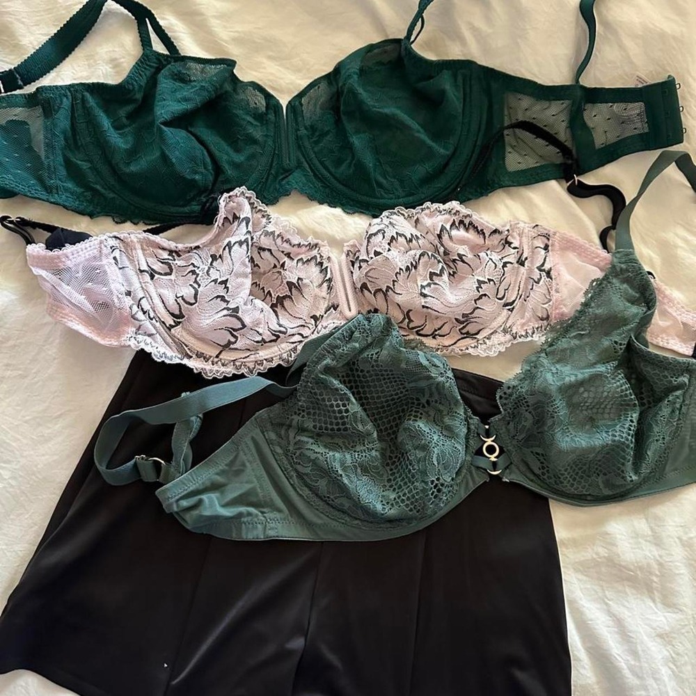 Auden Lace Underwire Bra Bundle Black Waist Band Set Green Pink 36DD, 36D comfy - Picture 2 of 8